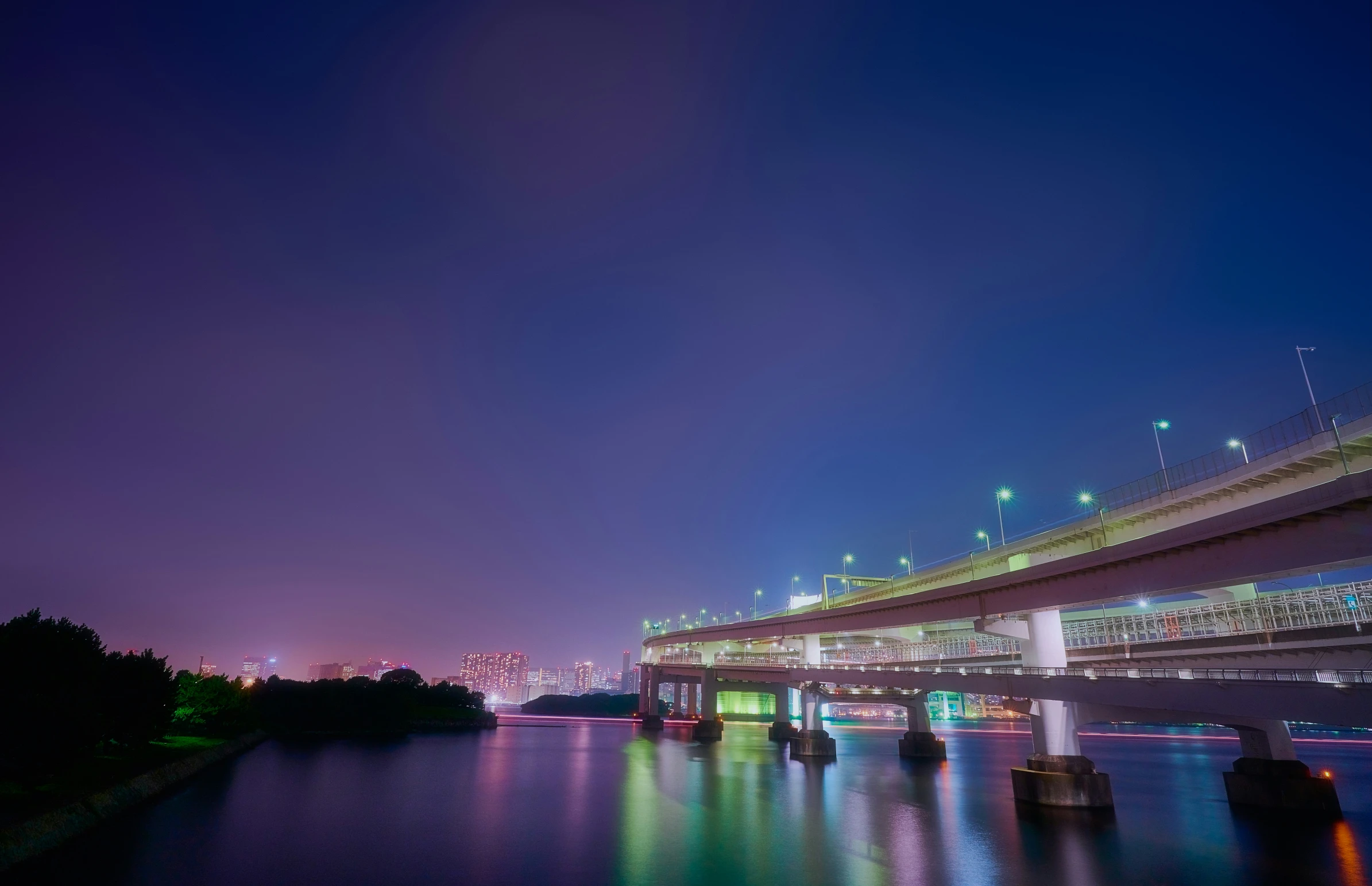 a view of a bridge and some other traffic