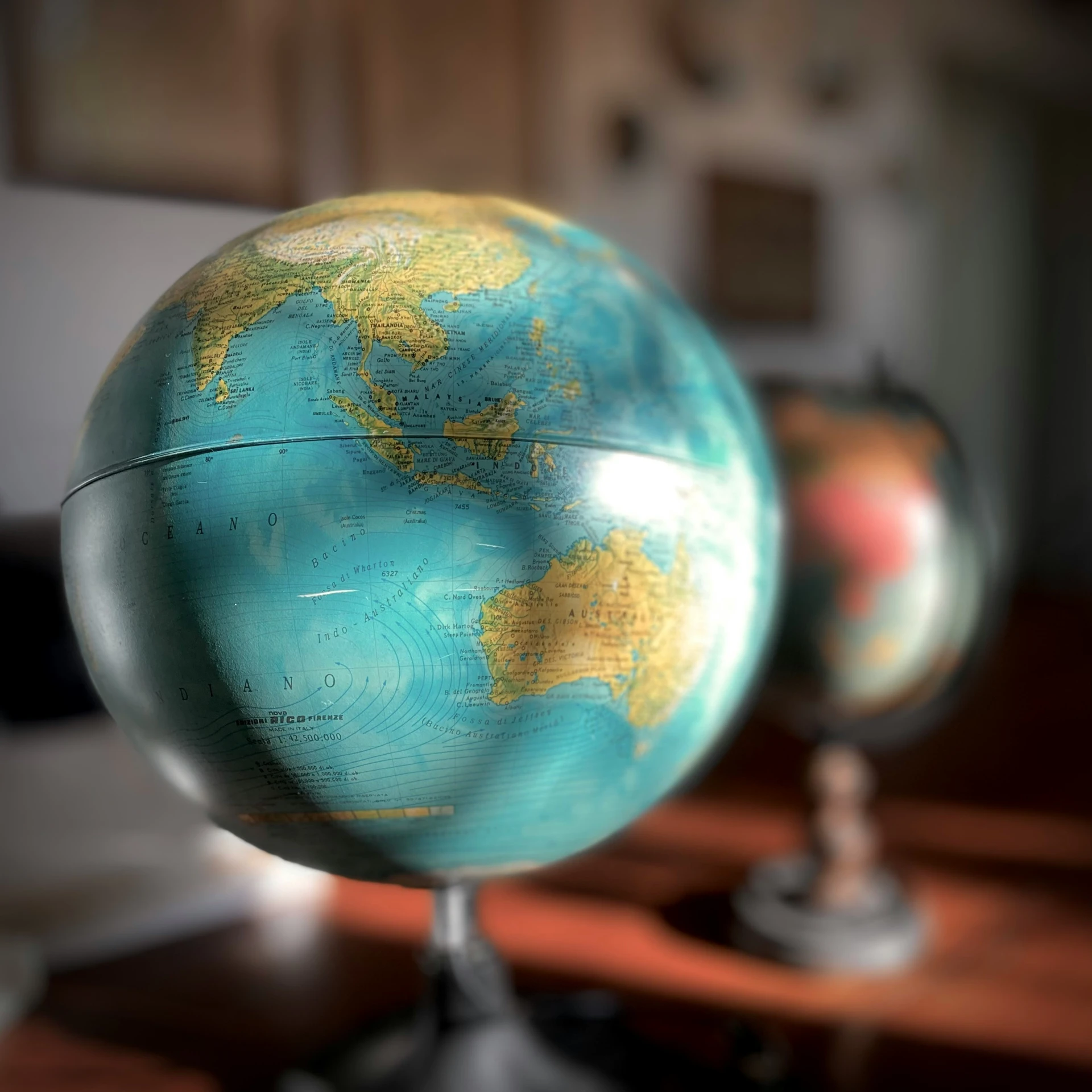 an old, vintage looking globe is shown