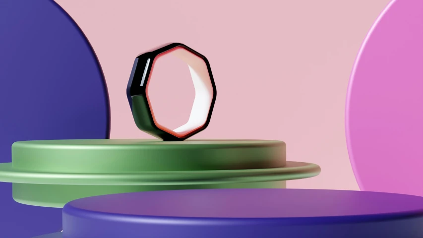 a ring in the middle of several colored objects