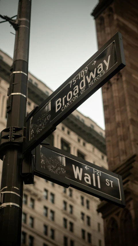 a street sign in front of a tall building