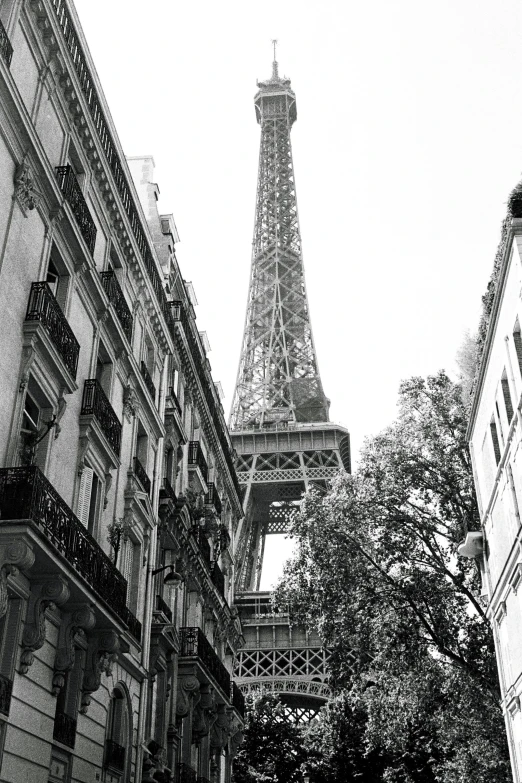 an old po of the eiffel tower in paris