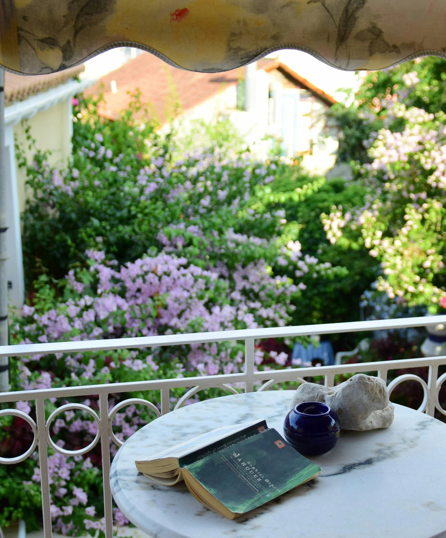 a small table with two books on top of it