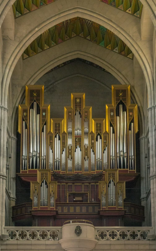 a cathedral with a pipe and organ, painted