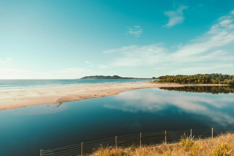 a picture from a low angle overlooking the water