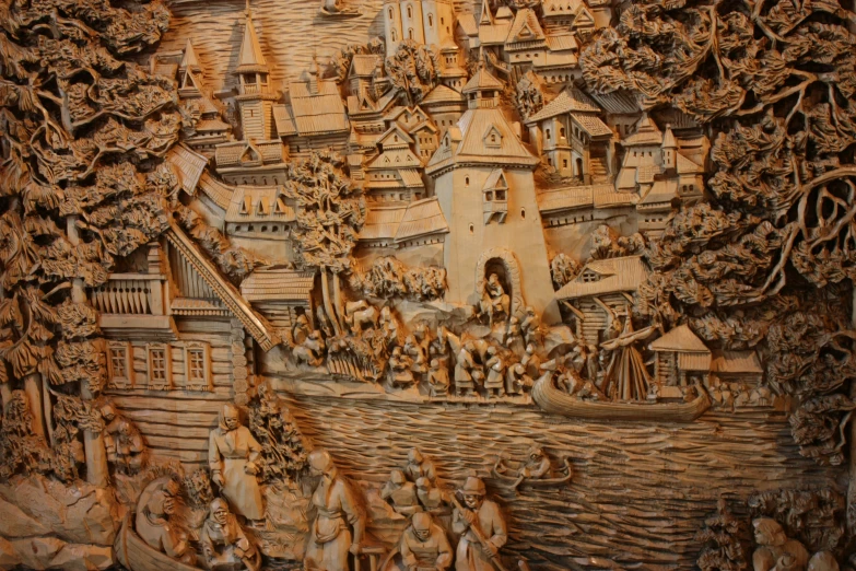 a close up image of carved wood carvings