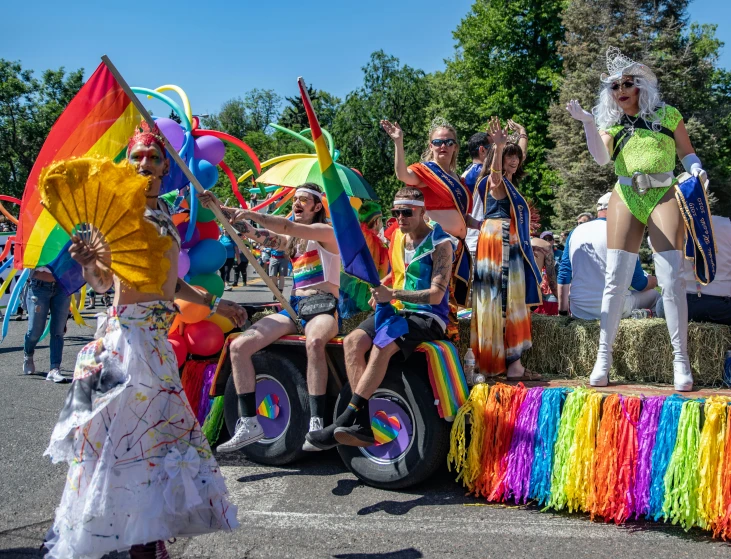 an elaborate float is being displayed at the parade