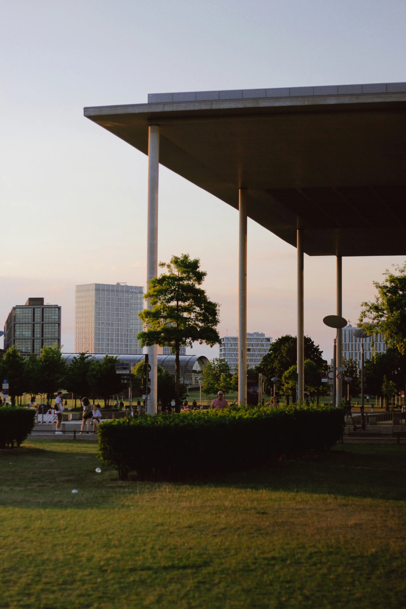 view from outside an outdoor seating area in the distance