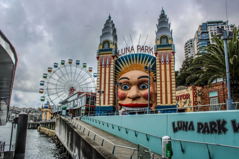 some giant carnival rides and an amut ride