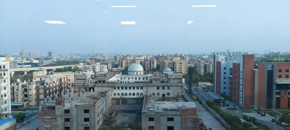 a po taken looking out over some buildings