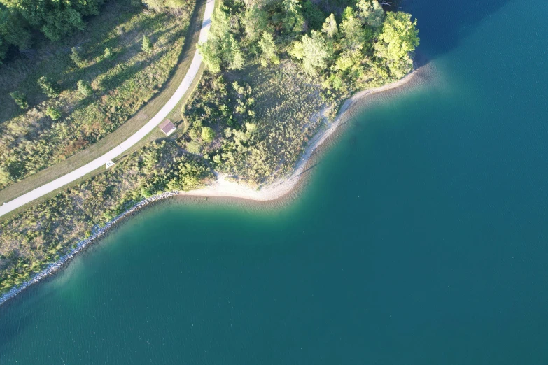 a scenic view of a lake from above