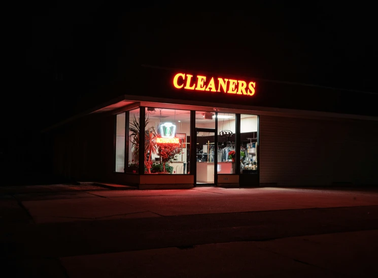 a store that has its lights on at night