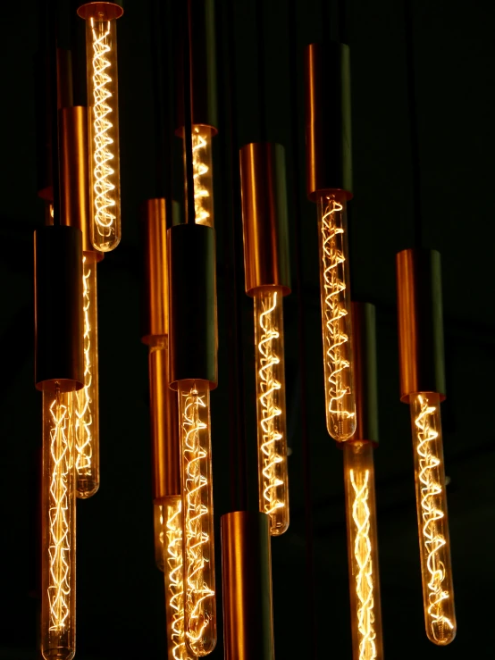 the lights in a room are made of copper tubes