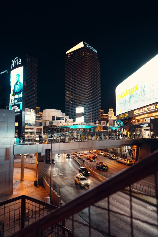 traffic passing through the city in the late evening hours