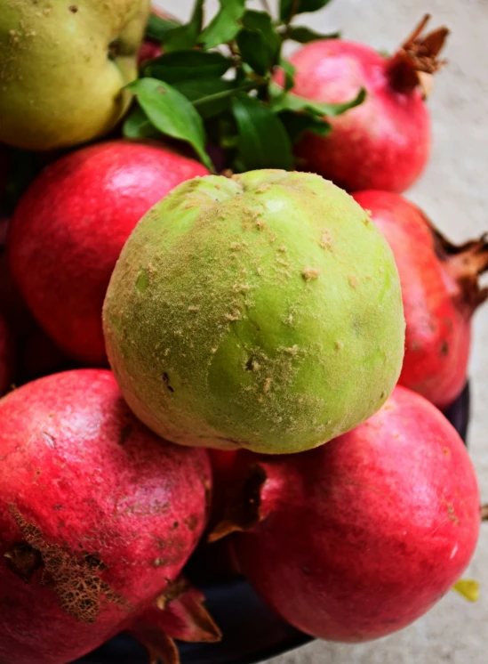 some kind of fruit sitting on top of a plate