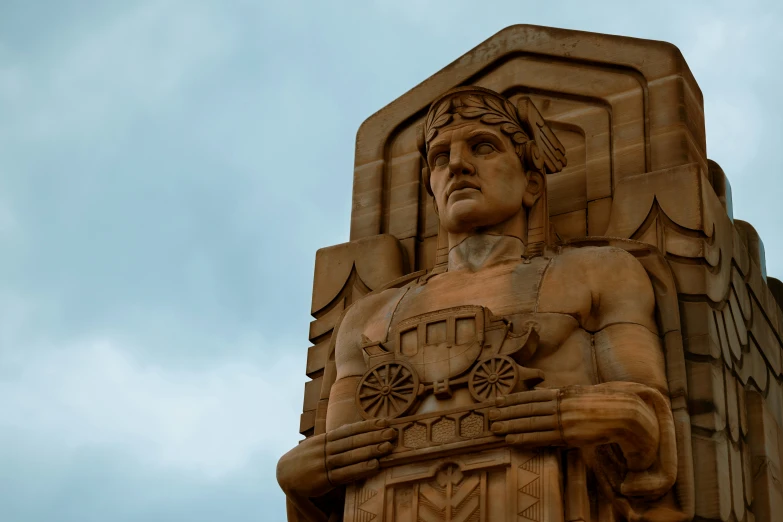 a stone statue with an artistic face is shown