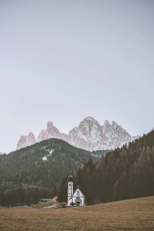 a church standing on top of a lush green field