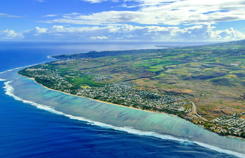 an aerial view of a coastline of a sea