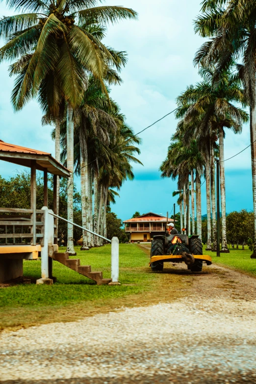 this is a tractor parked in the dirt