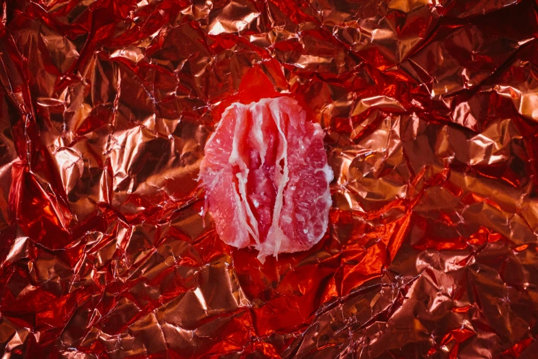 piece of meat on foil on the ground