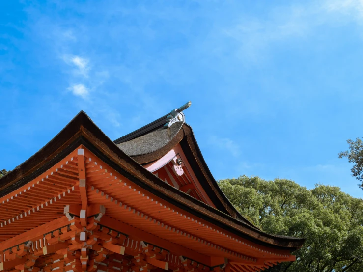 a roof in the shape of an asian pagoda