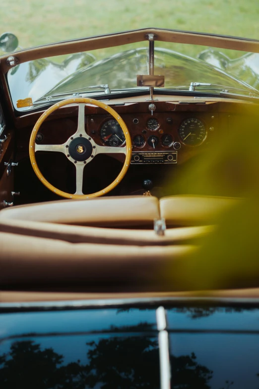 this is an old car with wood trims