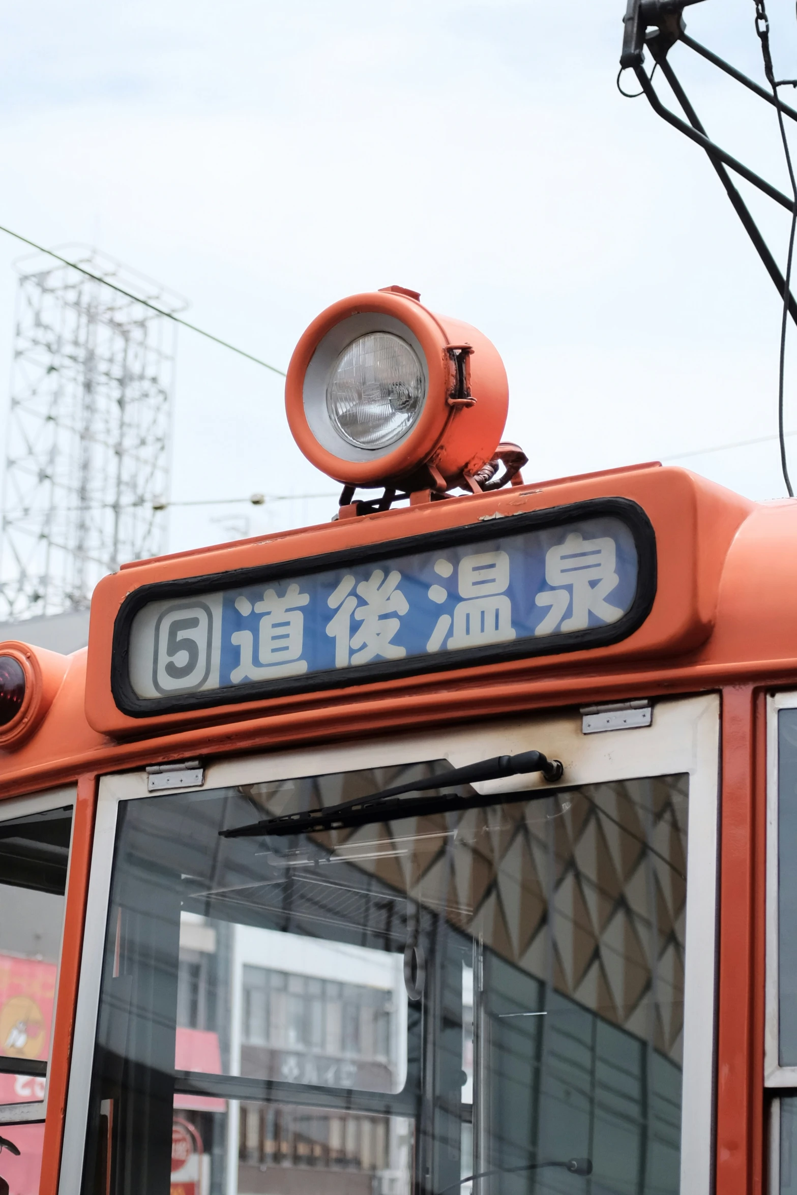 there is a light on top of a bus