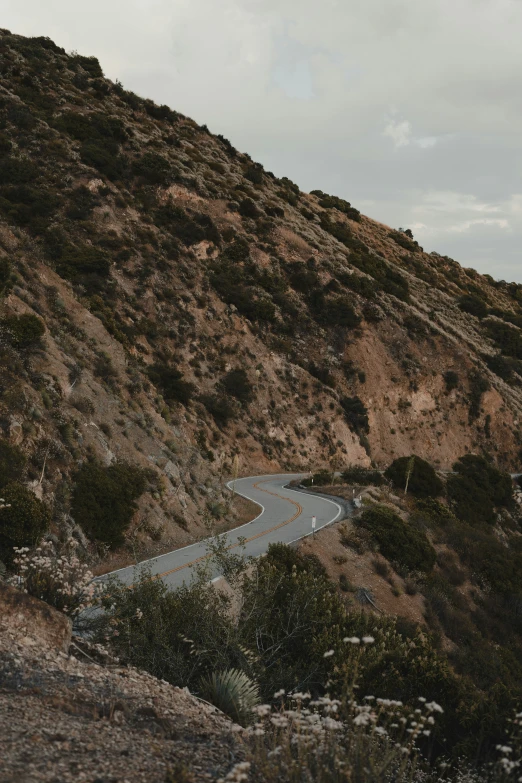 a long narrow road on a steep hill