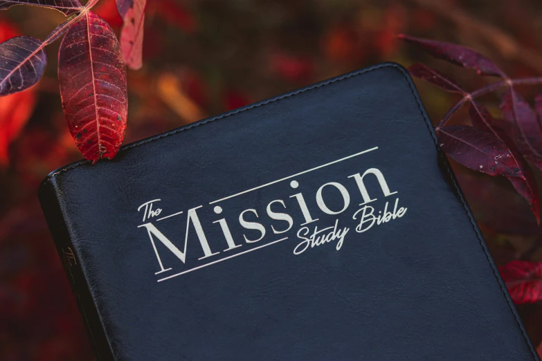 the mission study bible laying out on the grass