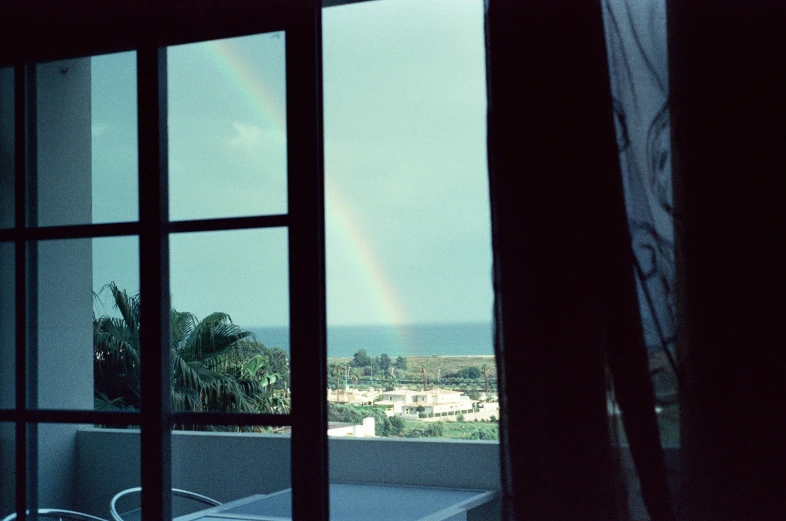 there is a rainbow coming out of the window