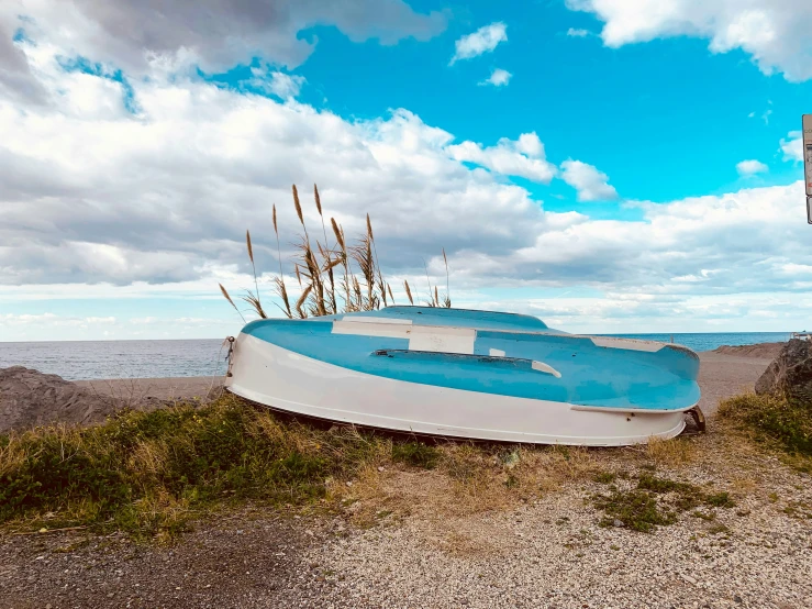 the old canoe has been up against the shore line