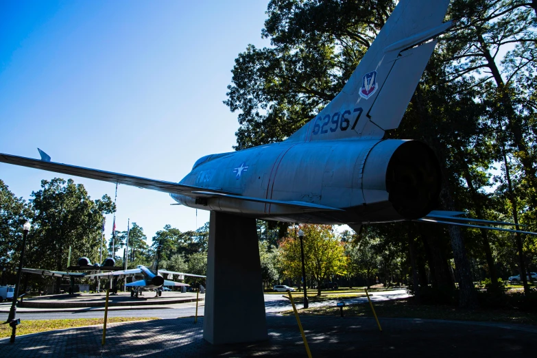 there is a small airplane that is on display at the museum