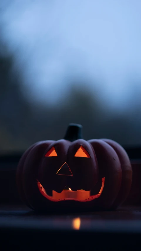 a jack o lantern sitting on top of a counter