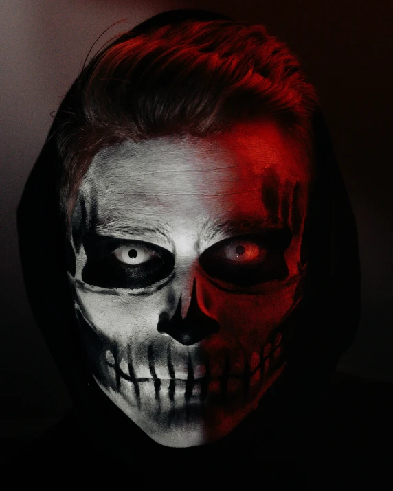 a person wearing makeup on a dark background