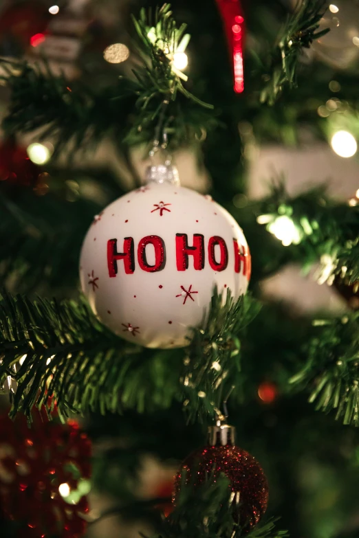 a christmas ball that is hanging on the tree