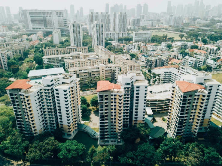 high rise residential buildings in a large city