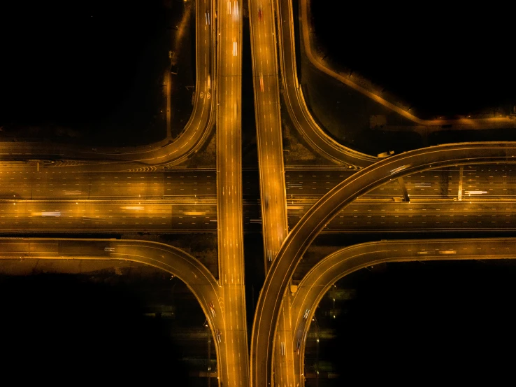 the night traffic on the highway has many different curves
