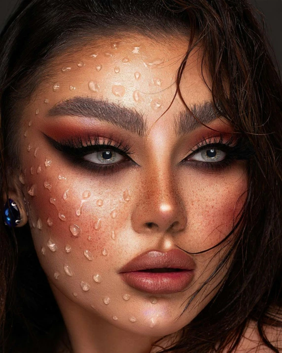 a woman with speckles all over her face