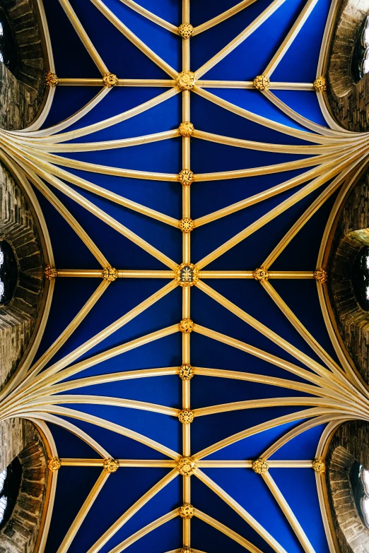 a blue sky - high angle po showing the beautiful design on this church's interior