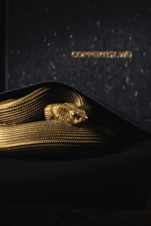 a black and gold clutch purse with a lion motif