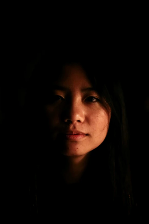 the profile of a person in the dark