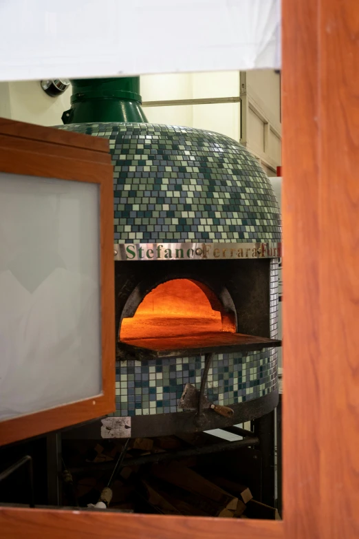 this is a pizza inside of the oven