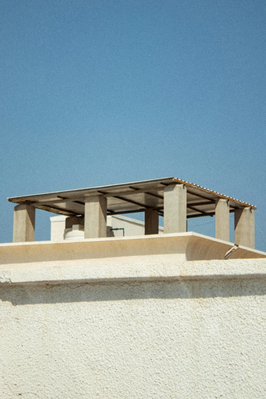 an empty roof sits on top of a building