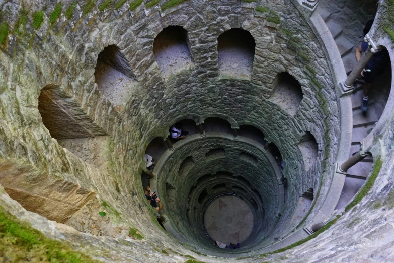 an aerial view of a large staircase made out of stone