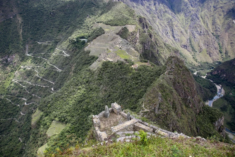 the mountains are completely covered with vegetation as well as roads