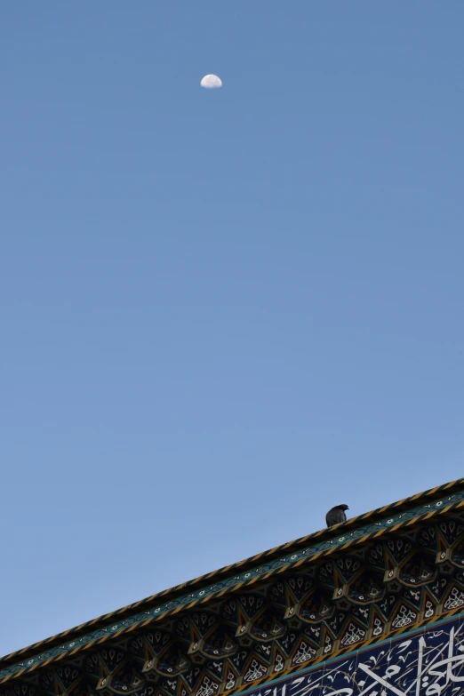 a bird is flying over the top of an arch