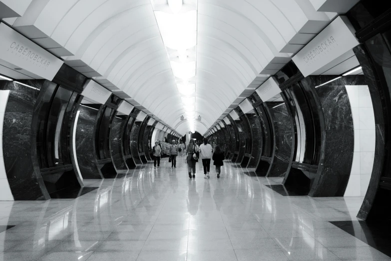 a black and white po of a hallway