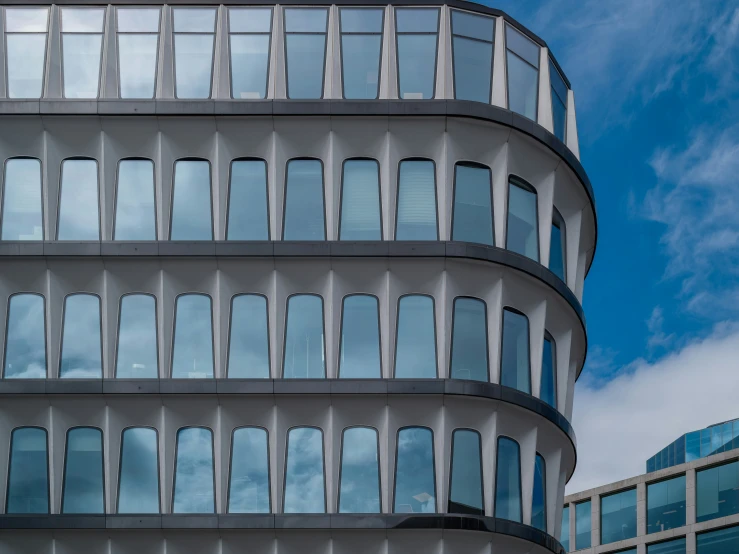 several circular glass windows in a building