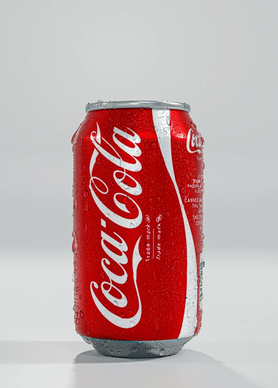 a can of soda with red fleck and white glittering