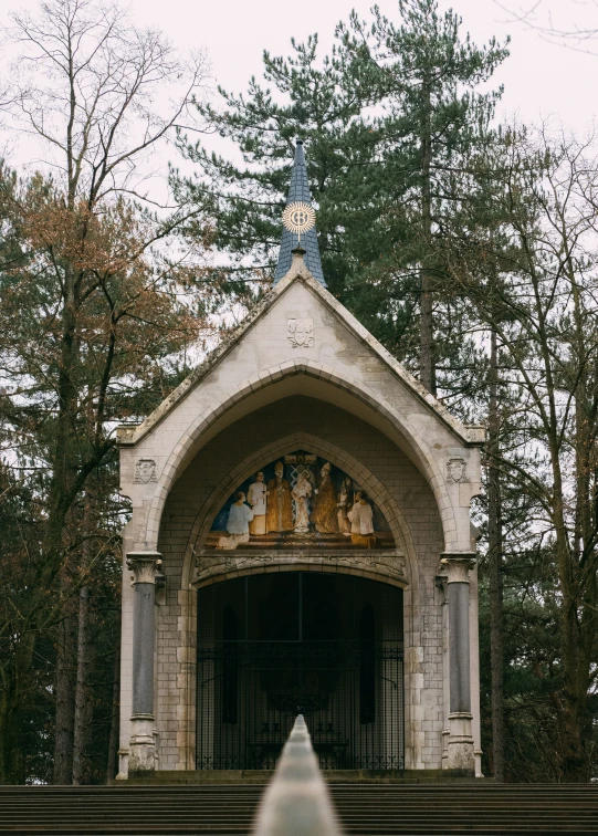 a picture of a cathedral entrance taken from behind