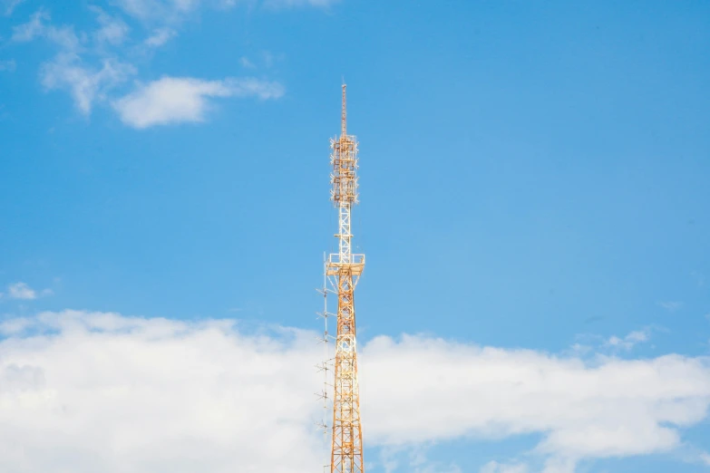 a view of a cell phone tower from below